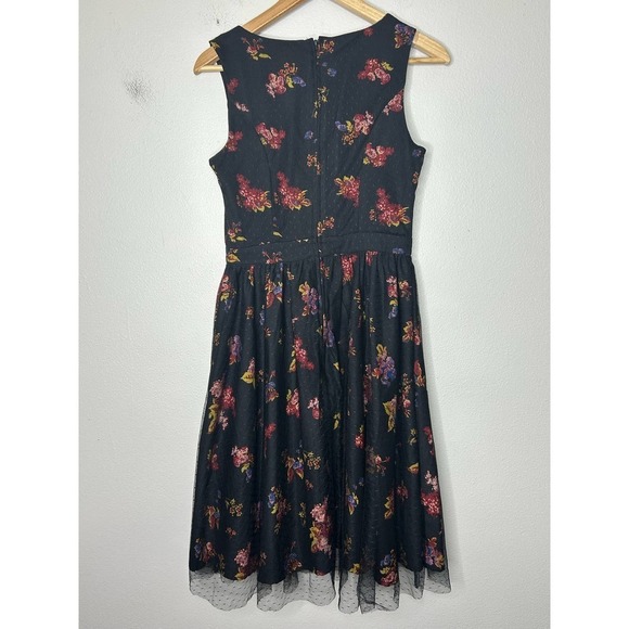 ModCloth Delightful Sight Black Floral Fit and‎ Flare Dress Small - Picture 6 of 8